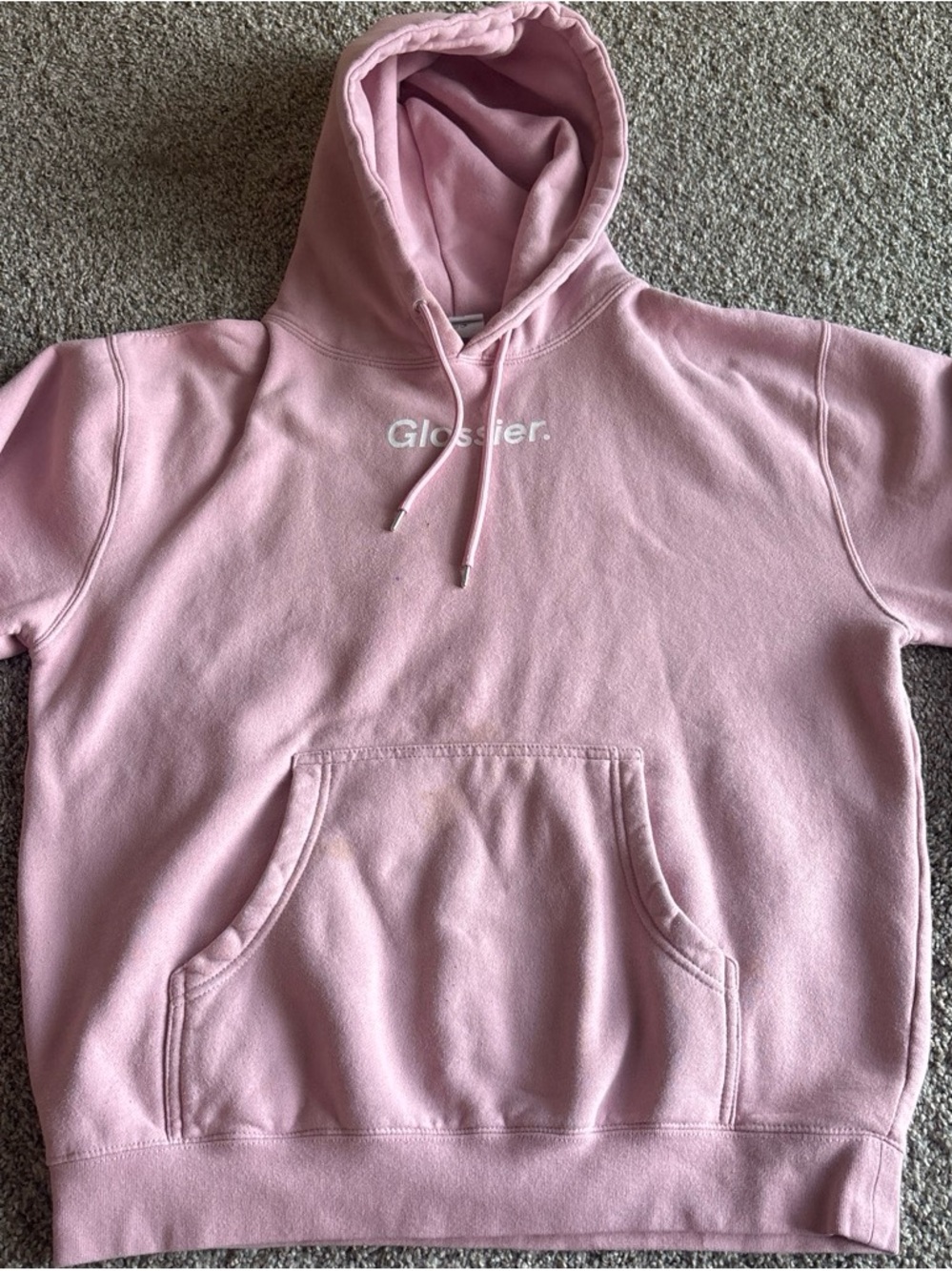 Glossier Soft Pink Logo Pullover Hoodie